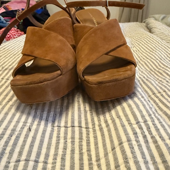 Loeffler Randall Tan Suede Platform Sandals - Picture 10 of 11